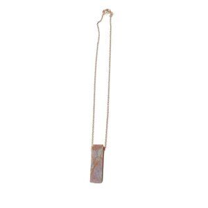 New Artisan Blue Brown & Gray Polished Stone Pendant Necklace